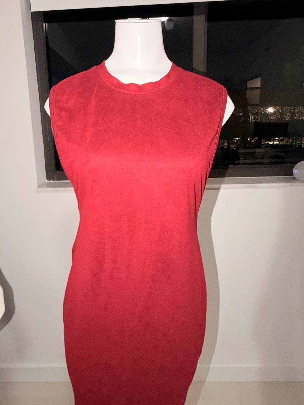 Red bodycon dress with side slits
